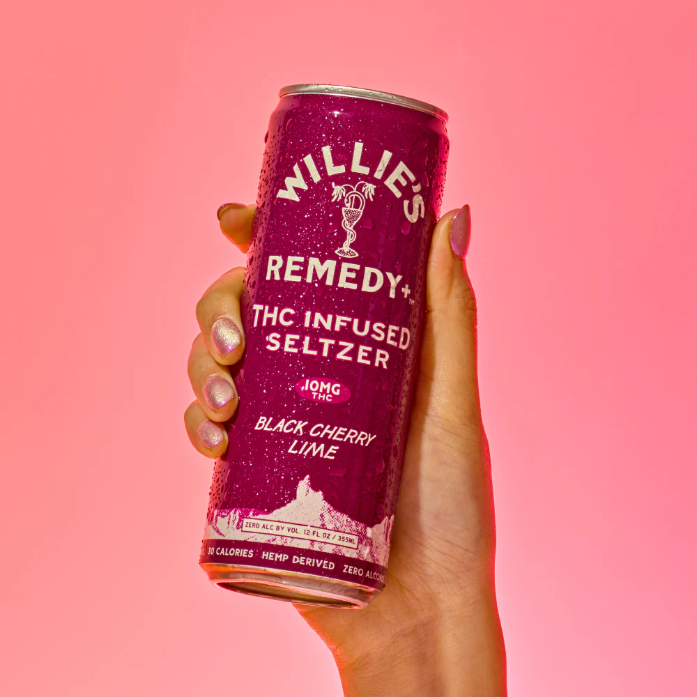Willie's Remedy+ 10mg THC Infused Seltzer - Black Cherry Lime - Image 6