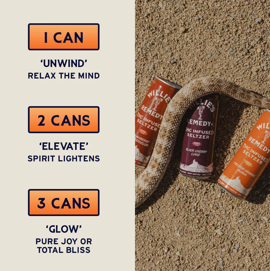 Willie's Remedy+ 10mg THC Infused Seltzer Variety Pack - Image 3